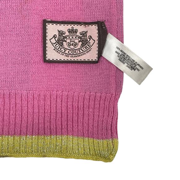 Vintage Y2K Juicy Couture Wool Scarf Pink Black Green - Picture 4 of 12
